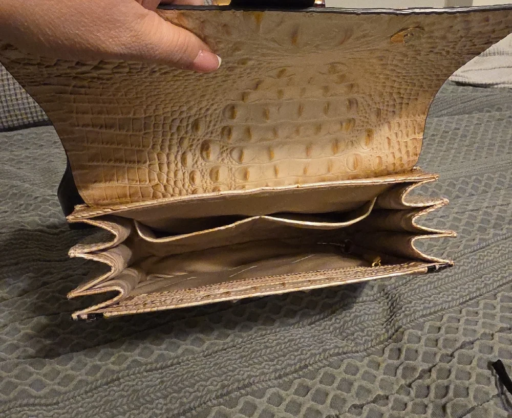 Brahmin Red and Cream Croc-Embossed Satchel - Picture 7 of 8